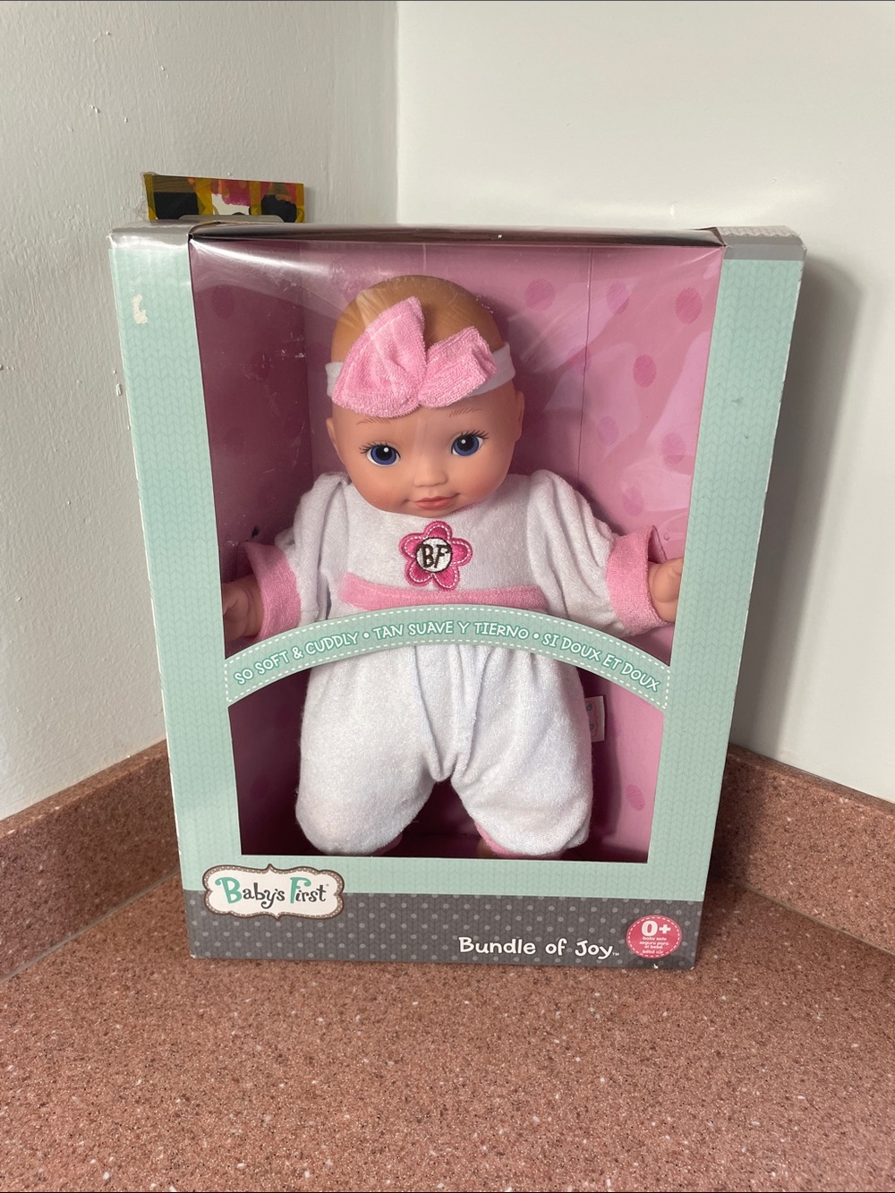 Baby's First Bundle of Joy Pink & White Plush Baby Doll